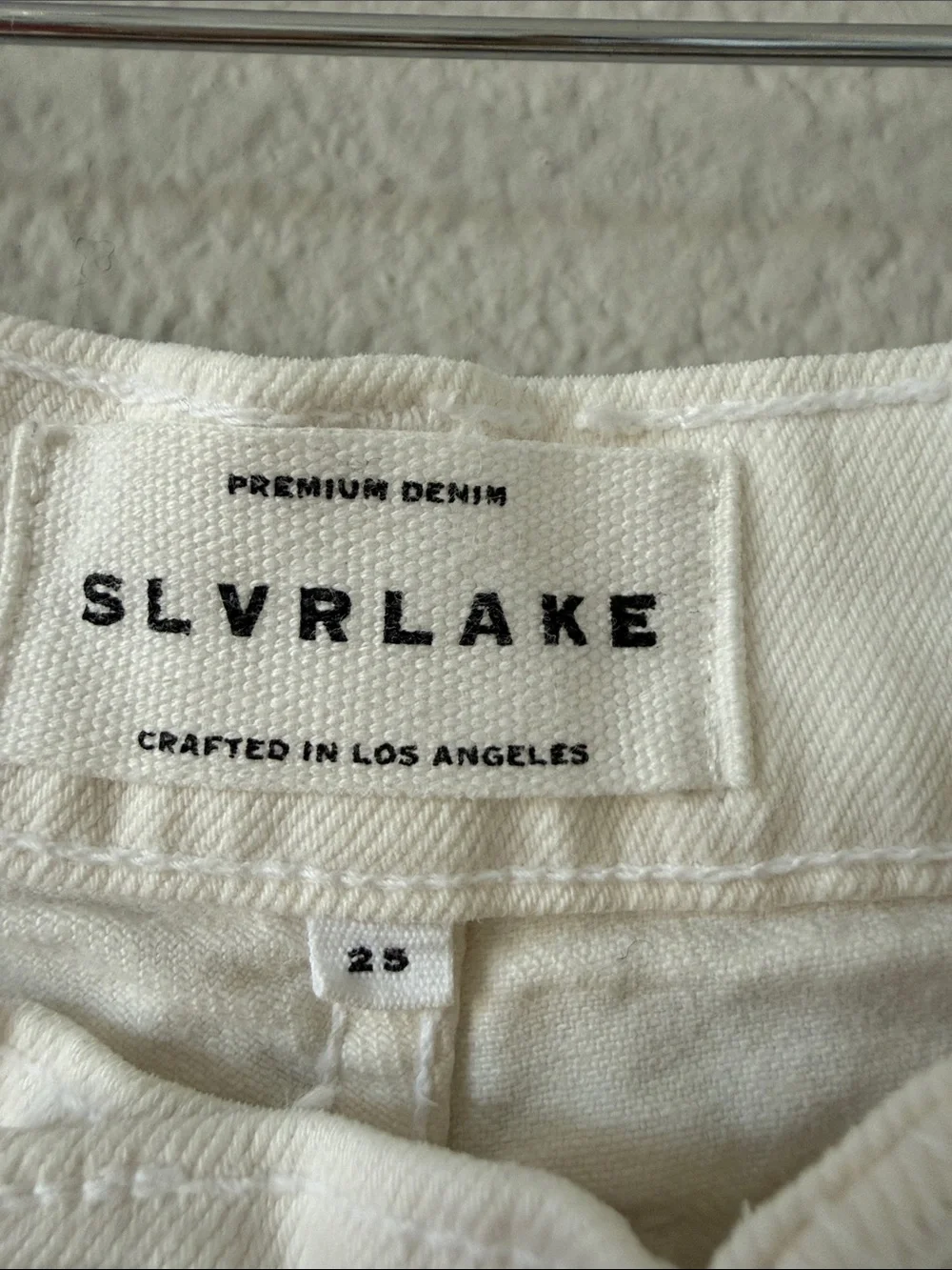 SLVRLAKE Grace Crop White High Rise Wide Leg Jeans Size 25 Raw Hem Premium Denim